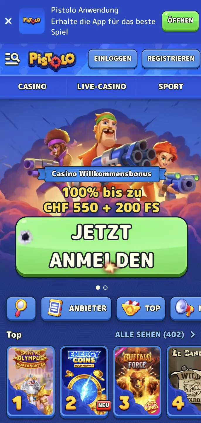 Pistolo Casino App Schweiz Mobile App Pistolo Casino